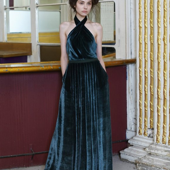 Tia Cibani Green Velvet Jumpsuit - RUNWAY! - Picture 2 of 15